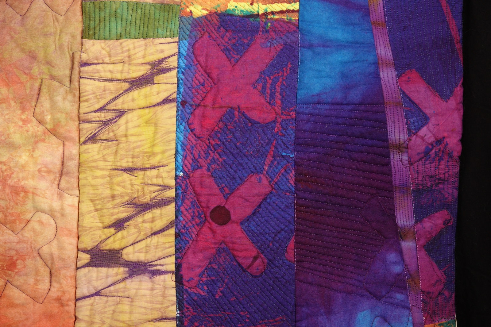 Portion of quilt named What Happened After I Dyed