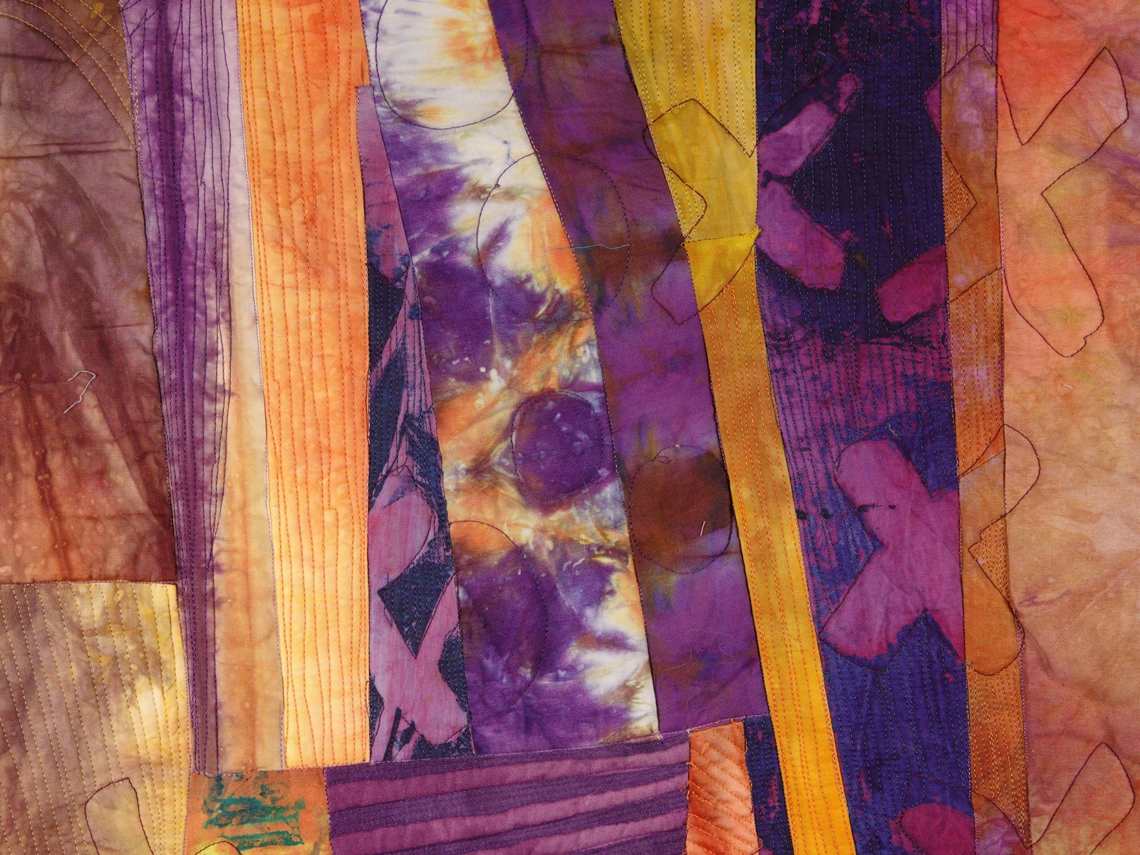 Portion of quilt named What Happened After I Dyed