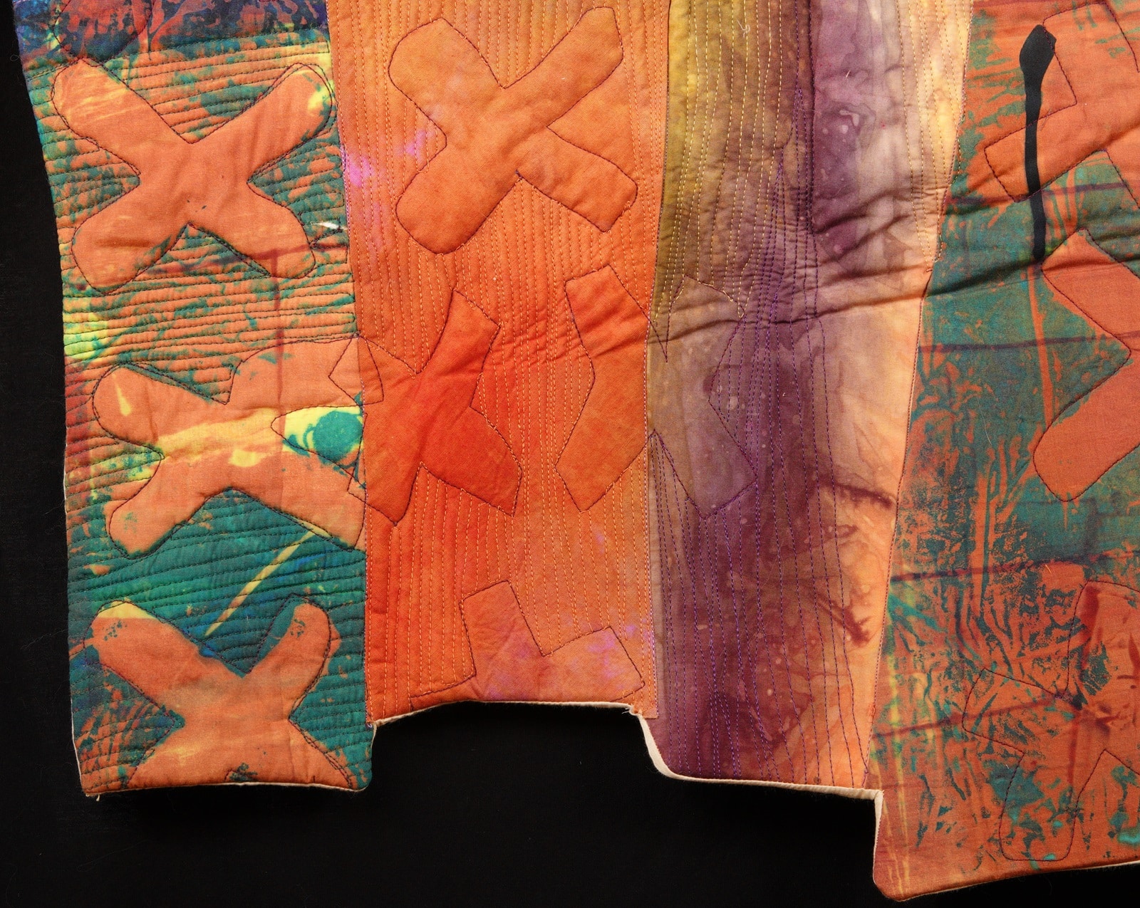 Portion of quilt named What Happened After I Dyed